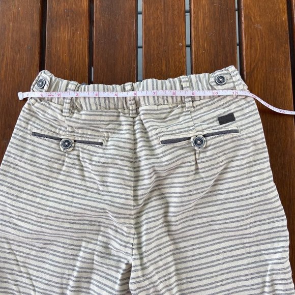 🎀 3 for $25 Zara Boy's Collection Linen Blend Blue Striped Shorts in Size 8 EUC - Picture 6 of 11